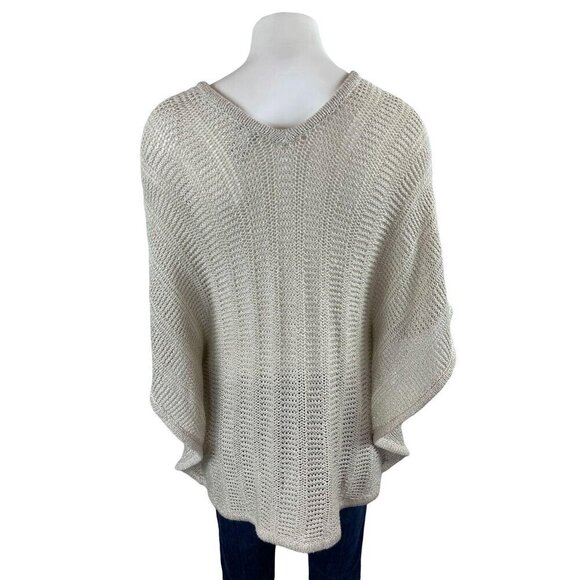 Chico's Poncho Sweater One Size Open Knit Short Sleeve Pullover - Picture 3 of 6